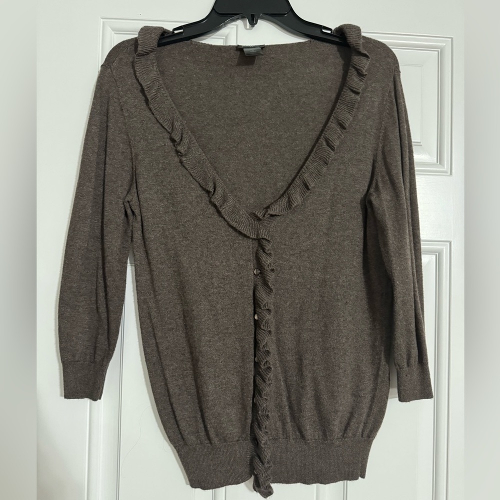 Ann Taylor cardigan, size small, brown, lightly worn, great condition!